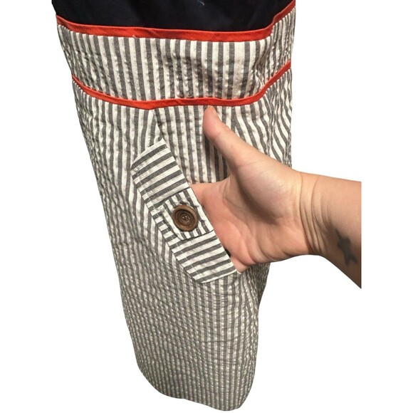 ALYX Nautical Navy Striped Dress with Ruffled Collar Size 14 Coastal Vacation - Picture 5 of 9